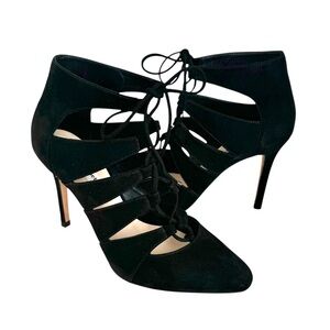 LK Bennett Honor Booties Lace Up Black Suede Pumps